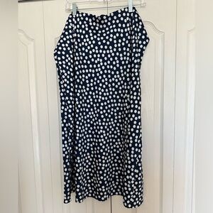 J. Crew Navy and White Polka Dot Slip Skirt